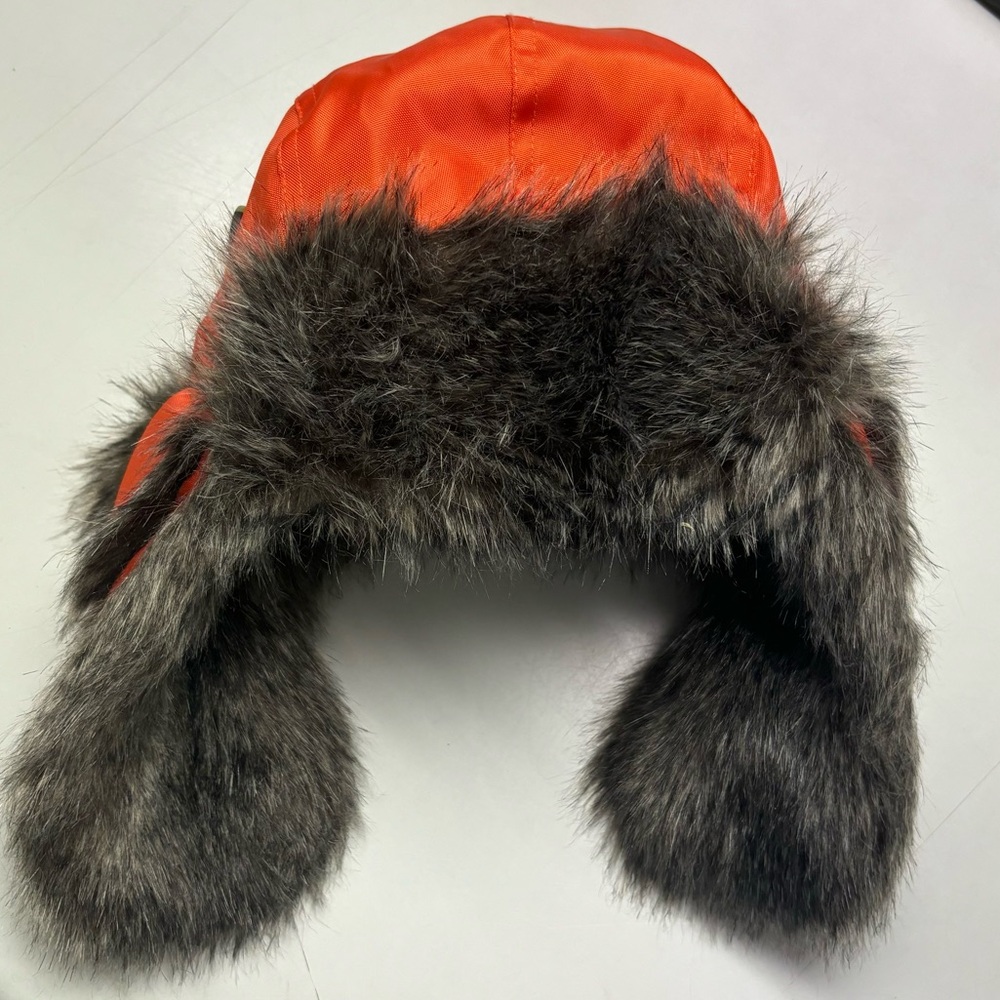 American Eagle Outfitters Orange Faux Fur Trapper Hat O/S